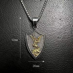 Collana con Ciondolo San Michele Arcangelo in Acciaio Inossidabile Impermeabile e Antiossidante, Gioielli di Moda Hip Hop per Uomo - Product Image 5