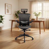 Chaise de bureau ergonomique moderne en maille respirante avec accoudoirs et appui-tête réglables, design pivotant pour usage domestique ou professionnel