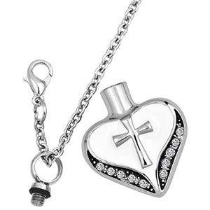 Collar de urna de corazón y Cruz para cenizas, joyería de cremación, recuerdo conmemorativo, colgante, Kit de embudo incluido - Product Image 3
