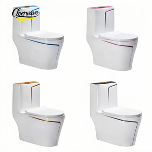 WC in Ceramica Placcato Oro con Doppio Scarico, Design Moderno, per Casa <span class=keywords><strong>e</strong></span> Hotel, Colore <span class=keywords><strong>Rosa</strong></span> - Product Image 4