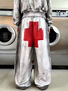 Tuta Sportiva Personalizzata Reversibile Grigio Chiaro con Cappuccio, Stile Baggy Lavato - Product Image 2