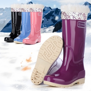 <span class=keywords><strong>Bottes</strong></span> de <span class=keywords><strong>pluie</strong></span> montantes épaissies pour femmes, imperméables, tendance, doublées polaire, antidérapantes - Product Image 1