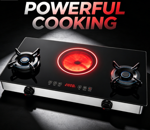 Table <span class=keywords><strong>de</strong></span> cuisson infrarouge hybride professionnelle au gaz, cuisinière double combustible à fonctionnement continu <span class=keywords><strong>pour</strong></span> cantine, snack-bar et restauration - Product Image 3