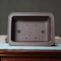 Pot à Bonsaï Classique Rectangulaire en Argile Violette de Yixing, Style Japandi Luxe Rustique Antique, Design Cloudfeet pour Utilisation au Sol ou dans les Centres Commerciaux