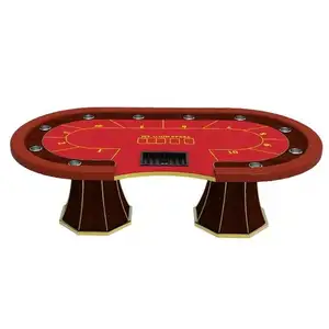 YH 96Inch 10 Seat Professional Casino Trump Leg Lucky Red Gambling Texas Holden Poker Table With Chips Tray