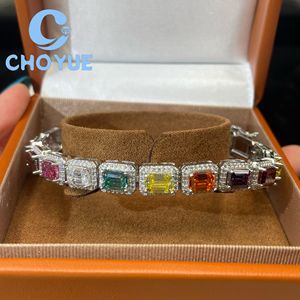 Luxury 925 Sterling Silver Top Quality Color Moissanite Tennis Bracelet with Emerald Cut Hip Hop Jewelry for <b>Men</b> With GRA - Product Image 2