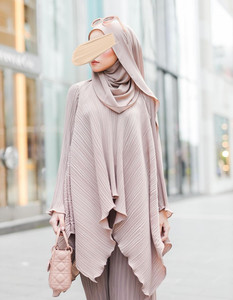 SIPO vêtements islamiques Baju costume modeste ensemble singapour malaisie plaine couleur unie lambrissé renversé conception Ramadan ras du cou fournisseur - Product Image 2