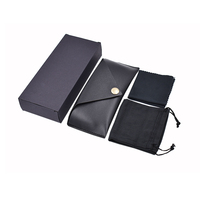 Noir microfibre tissu lunettes de soleil emballage papier boîte PU lunettes étui pochette lunettes de soleil emballage