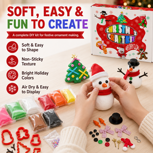 Wholesale <b>Christmas</b> Air Dry Clay Craft Kit 5 Ornament DIY Snowman Tree Stocking OEM Holiday Gift Set Kids - Product Image 3