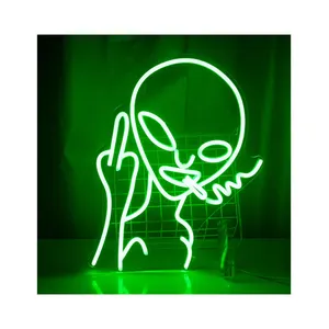 Dropshipping letrero de neón para habitación, decoración del hogar, letrero de neón alienígena para fumar, letrero Led de fiesta de Hip Hop para decoración de pared Usb