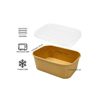 50 Pak 28Oz Wegwerp Kraftpapier Kommen Maaltijdprep Containers Wegwerp Groot Papier
