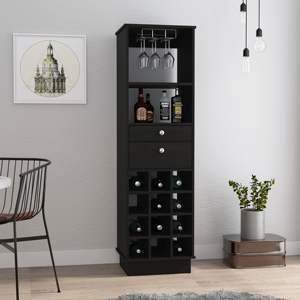 DB Classic Black Bar <b>Cabinet</b> <b>with</b> Two Drawers and Twelve Built-In <b>Wine</b> <b>Racks</b> - Product Image 1