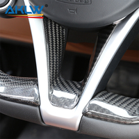 Couverture de cadre de volant de voiture en forme de U en fibre de carbone véritable accessoires intérieurs pour Alfa Romeo Giulia Stelvio 2017-2019