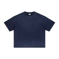 Kaos Kasual Pria Vintage Custom Heavyweight 100% Katun Polos Oversize Batik Sablon Logo Stone Acid Washed Puff Top