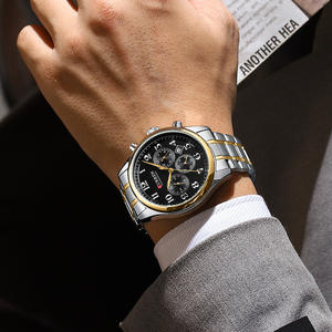 นาฬิกาควอทซ์โครโนกราฟสุดหรูสำหรับผู้ชายสายสแตนเลสสตีลธุรกิจตัวเรือนสี่เหลี่ยม43มม. ปฏิทิน - Product Image 4