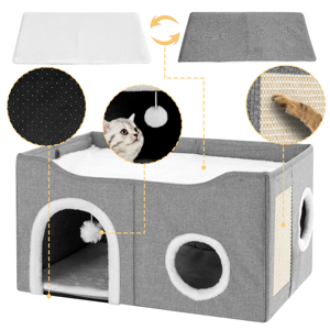 Luxus Katzen bett Cave Condo mit Dual Scratcher Panels Soft Kitty <span class=keywords><strong>Cat</strong></span> House - Product Image 6
