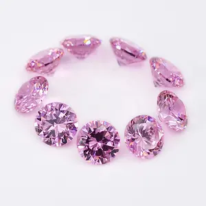 Wholesale Synthetic Gemstone round Korean cut stone dark pink cubic zirconia stones for Pendants