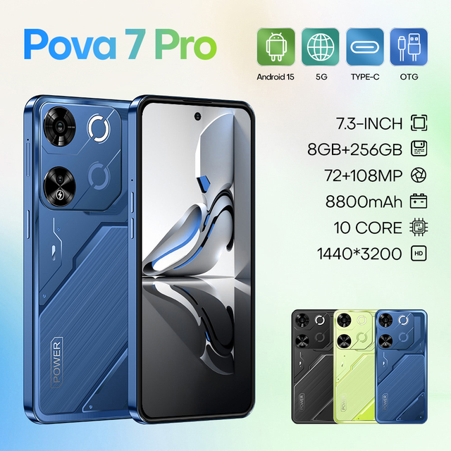 Hot Sale Big Screen Pova7 Pro Hpe Global Version Dual Sim Cards Cheap Mobile Phone