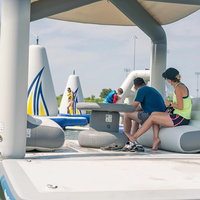 Pabellón de agua inflable de lujo, cenador flotante portátil con asientos y sombra para fiestas en la piscina, vacaciones en la playa, ocio marino