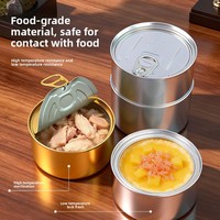Boîte Ronde en Métal de Qualité Alimentaire pour Gâteaux, Desserts, Aliments pour Chats et Chiens, Conserves, Boîte Scellée en Aluminium Facile à Ouvrir, Boîte Pelable