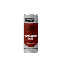 Seltzer Énergétique Riche en Protéines Saveur Mûre et Rose 10g Protéines de Lactosérum 10% ABV Bouteilles Pétillantes Alcoolisées Personnalisables Post-Entraînement