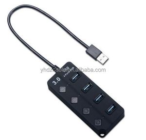 ฮับ USB 3.0 แบบ 4 พอร์ต จากผู้ผลิตขายส่ง พร้อมปุ่มสวิตช์แยกอิสระ 1 พอร์ต อะแดปเตอร์ฮับ 3.0 - Product Image 2