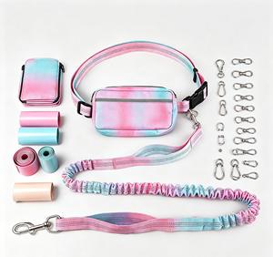 Premium Designer Gradient Bungee <b>Dog</b> Leash Hand Free Reflective Waist Pack Pet Leash - Product Image 1