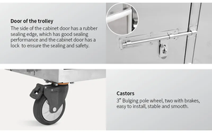 Carrito de comida de acero inoxidable 304 con asa () - Product Image 5