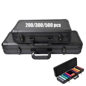 Vente en gros de 200 à 1000 pièces de valises de <span class=keywords><strong>jeu</strong></span> de snooker, boîte noire en métal pour jetons de <span class=keywords><strong>poker</strong></span> avec logo personnalisé et service OEM/ODM, haute qualité - Product Image 1