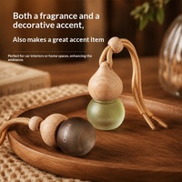 Diffuseur d'huiles essentielles en verre avec couvercle en bois, pendentif désodorisant pour voiture, ornement parfumé longue durée à l'odeur légère