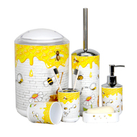 6 pc Innovations salle de bain décor à la maison accessoires imprimer en plastique hôtel bain toilette salle de bain accessoires ensemble