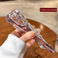 Coque de téléphone de luxe transparente électroplaquée en TPU avec paillettes, anneau magnétique et protection intégrale de l'appareil photo pour iPhone 18 17 16 Pro Max