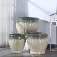 Nouvelle jardinière réactive bleue émaillée Pots de fleurs ensemble de 3 vases géants en céramique pour extérieur maison jardin contemporain conceptions personnalisées