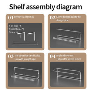 ชั้นวางเครื่องปรุงติดผนังสแตนเลส 4 ช่อง ภาชนะใส่อาหารทรงสี่เหลี่ยม ทำความสะอาดง่าย ป้องกันแบคทีเรีย ป้องกันความชื้น - Product Image 4