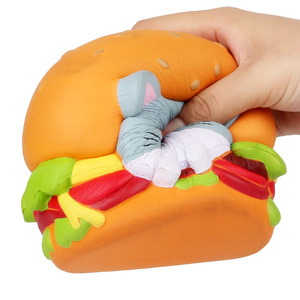 Cute Burger Cat <b>Squishy</b> Toy Soft PVC Promotional Gift With Custom Logo Printing - Product Image 2