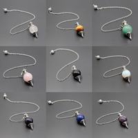 Pendentif en pierre naturelle de style ethnique, amulette conique circulaire pour l'équilibre, la guérison, le Reiki et la divination