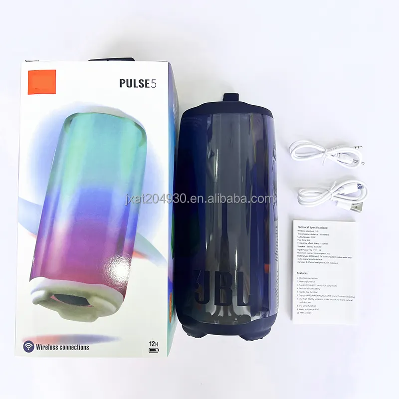 2023 GRB wireless speaker pulse 5 LED flash light waterproof speaker Outdoor party sound