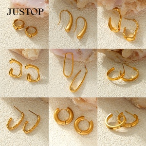 Boucles d'oreilles créoles tendance OEM/ODM en acier inoxydable étanche plaqué or, hypoallergéniques, fournisseur de bijoux de mode, boucles d'oreilles Saint-Valentin - Product Image 5