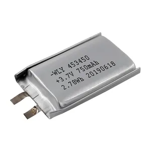 2019 Hot Venda 3.7V 750mAh Recarregável 453450 Bateria de íon Li para GPS Tracker