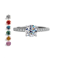 Bague de fiançailles SPJ de luxe en argent sterling 925 avec moissanite ronde de 1 carat, couleur D, qualité VVS1, bague de promesse de mariage pour femme