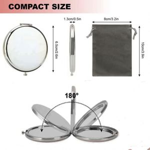 Espejo de Bolsillo Compacto de Metal Plateado Personalizado para Sublimación, con Diseño Art Deco y Aumento de 2X para Maquillaje Diario - Product Image 2