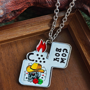 Collier pendentif briquet Hip Hop tendance unisexe en alliage émaillé, bijoux goutte d'huile, accessoires streetwear - Product Image 4