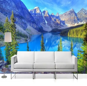 Bellissima Carta da Parati 3D con Motivi Floreali, Murale HD con Paesaggio Lacustre per Soggiorno e Sfondo TV - Product Image 2