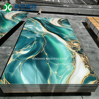 Panneau mural en PVC marbré brillant UV avec motif géométrique, design moderne pour usage domestique et hôtelier