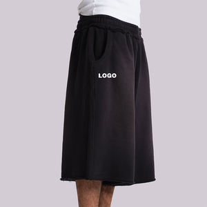 Pantalones Cortos de Algodón Estilo Jogger, 100% Algodón, Pantalones Deportivos Vintage para Hombre, de Alta Calidad, con Dobladillo sin Rematar, Lavado Ácido, Cintura Elástica - Product Image 3