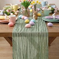 Chemin de table en gaze de polyester beige style bohème personnalisé, chemin de table rustique en toile de jute pour décorations de table de mariage et d'anniversaire