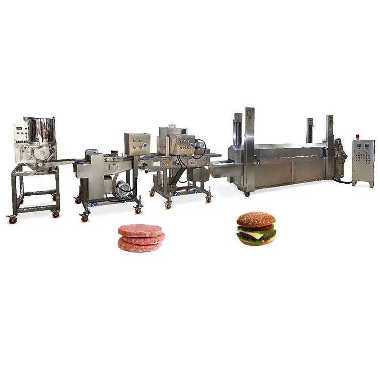Sanayi CE otomatik et işleme hattı fast food tavuk burger yapma makinesi tavuk patty yapma makinesi