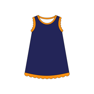 GSD4059 Vestido de Verano Personalizado para Niña, Negro Sólido con Estampado de Conchas Blancas, Sin Mangas, Transpirable, Hasta la Rodilla, Venta al Por Mayor para Niños - Product Image 4