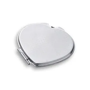 Mirror Bulk Heart Pocket Vanity Double Side Silver Plated Sublimation Custom Logo Metal Mirror