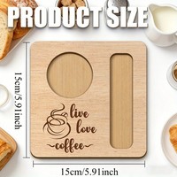Posavasos Cuadrado de Madera Estilo Retro con Ranura para Cuchara Reutilizable, Regalo para Amantes del Café, Regalo del Día del Padre para Papá